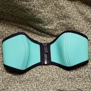 Triangl Bandeau Blue Neoprene Bikini Top Sz XS